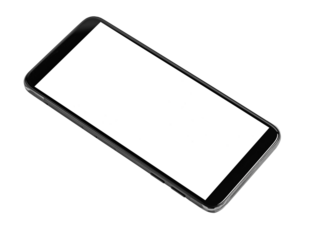 Modern smartphone with blank white screen mockup flying