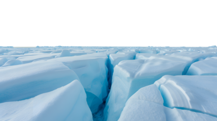 glacial expanse under a clear sky  . Isolated on transparent background, png
