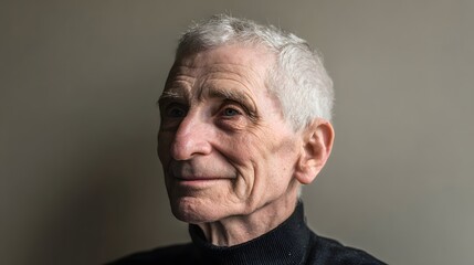 Obraz premium Portrait of an Elderly Man with White Hair and a Gentle Smile.