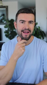 Funny man winking at camera