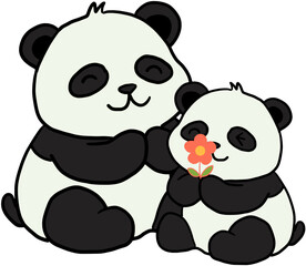 panda with a flower