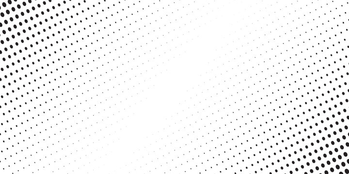 Hexagon halftone gradient texture. Abstract black grunge background. Geometric retro halftone tech overlay. Fading wavy hexagonal pattern backdrop. Vector vanishing honeycomb grunge bitmap wallpaper