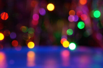 Blurred background. New Year's garland. Bokeh. Circle.