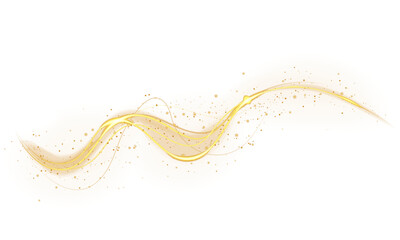 Gold line PNG with light effects. Elegant golden light waves flow across a transparent background, glowing, sparkling trail with soft curves, perfect for luxury, abstract,or festive Twirl png.