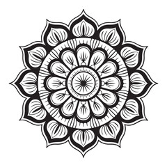 Mandala design icon in black and white background
