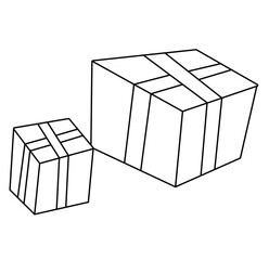 Cute cartoon hand drawn vector gift box outline. 