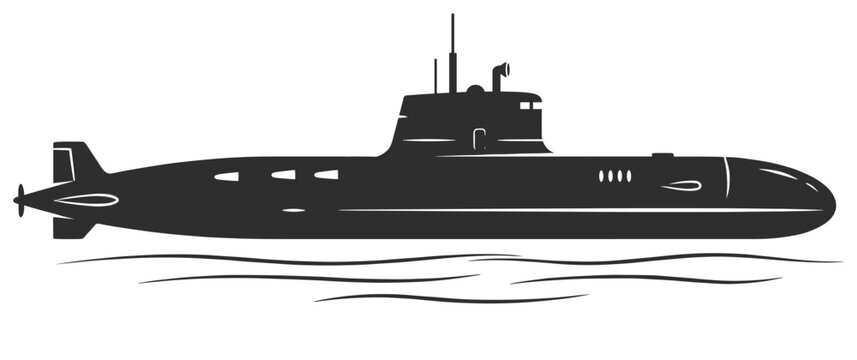 Military Submarine Silhouette Underwater Naval Vessel Illustration