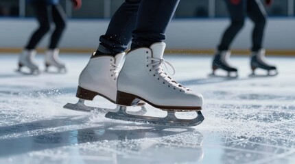 Obraz premium Skater gliding on ice during a practice session at an indoor rink Generative AI
