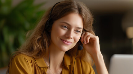 Fototapeta premium Faceless explaining remote work and call center worker with laptop for online advice and conversation, contact us consultant and person speaking for customer service support and te