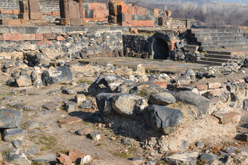 Old Tomb. Ancient architecture. Tomb ruins. Arsacid Mausoleum. Tomb of the Arsacid Kings or Arshakuni Tomb in Armenia.