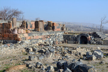 Old Tomb. Ancient architecture. Tomb ruins. Arsacid Mausoleum. Tomb of the Arsacid Kings or Arshakuni Tomb in Armenia.