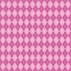 Soft pink argyle diamond pattern with subtle line details. Seamless geometric background for feminine fashion, textiles, baby products, wrapping paper, and elegant wallpaper.