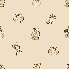 seamless pattern with Desserts and Cakes