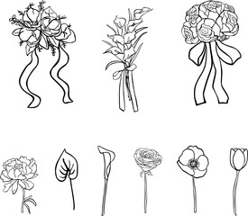 set of flowers vector, Flower Bouquets and Floral Set