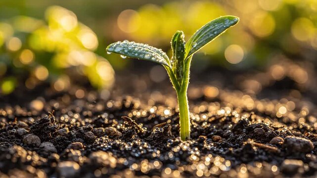 P134-Young plant sprouting from soil 4K 10s