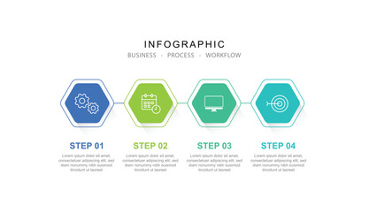 4 Steps Infographics Design Template . chart, workflow layout, presentation, web design. Editable Vector illustration.
