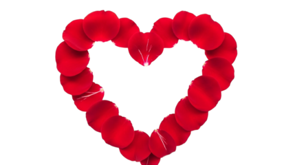 Heart shape made of red balloons isolated on transparent background