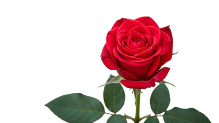 Single red rose isolated on transparent background