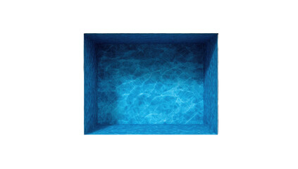 Top-down view of a rectangular pool filled with blue, rippling water