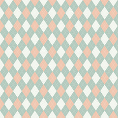 Soft pastel argyle pattern in sage green, peach, and cream. Seamless geometric background ideal for fabric prints, nursery decor, wallpaper, and minimal elegant designs.