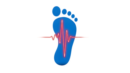 Footprint with ekg heartbeat line isolated on transparent background