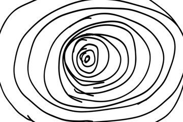 Wooden tree slice with concentric rings in a hand-drawn doodle style. This abstract vector pattern captures the natural texture of a tree stump, perfect for organic designs