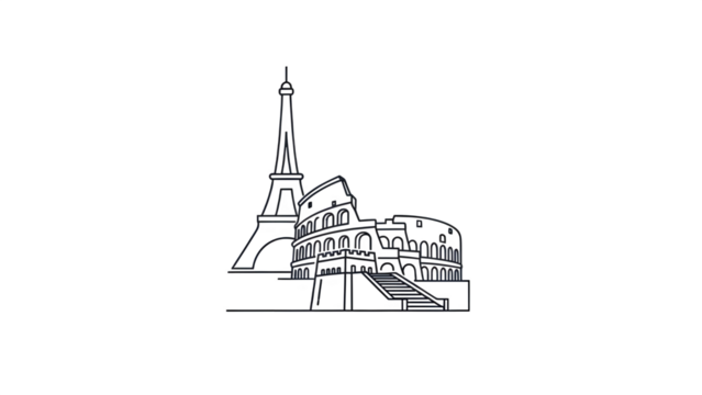 A dark silhouette of a tower isolated on transparent background - Powered by Adobe