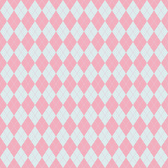 Fototapeta premium Pastel pink and mint argyle diamond pattern with thin lattice lines. Seamless geometric background ideal for fabric prints, nursery decor, wallpaper, and gentle designs.
