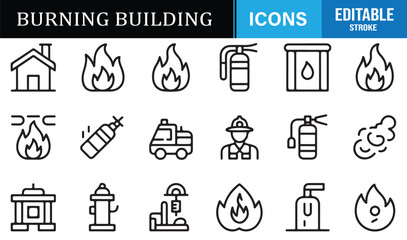Fototapeta premium Emergency fire safety and alarm symbol collection