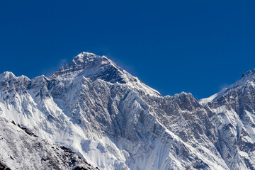 Mount Everest - The Roof of the World, Sagarmatha National Park. View from Namche Bazaar viewpoint, Nepal