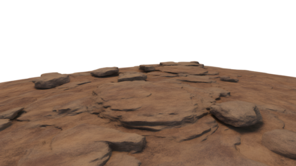 brown textured rock surface against bright sky . Isolated on transparent background, png