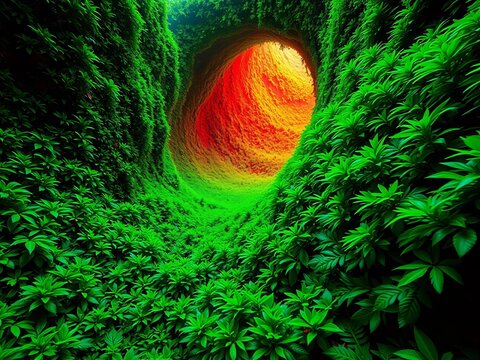 A hyperreal emerald wave of dense greenery, bursting with saturated color, captured with a expansive perspective,  verdant,  green