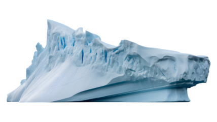 majestic iceberg floating on the ocean . Isolated on transparent background, png