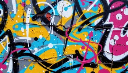 Obraz premium Vibrant Abstract Graffiti Art with Bright Colors, Bold Lines, and Unique Patterns on Urban Wall Surface