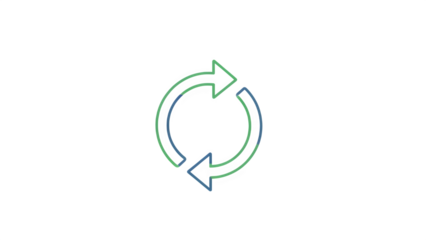 Neon circular arrow icon isolated on transparent background symbolizing refresh and recycling