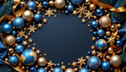 Festive Blue and Gold Christmas Ornaments and Decor for Holiday Celebrations and Winter Celebrations