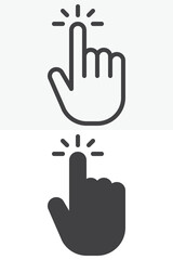 Fototapeta premium Click hand line and solid vector icon set