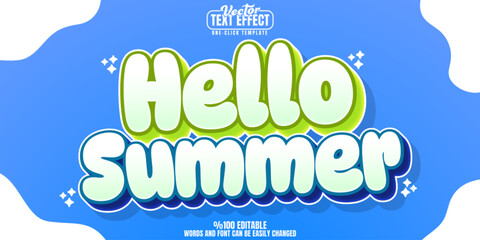 Summer editable text effect, customizable hot and sea 3d font style