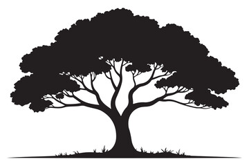 Fototapeta premium Beautiful leafy tree silhouette illustration featuring wide canopy and natural curved branches 