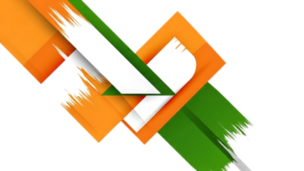 Indian flag-inspired abstract art with geometric shapes  on a transparent background