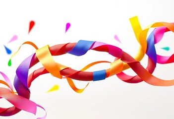 A vibrant, multicolored chain of abstract elements gracefully weaving and connecting, creating a festive and rhythmic flow,  festive,  graceful