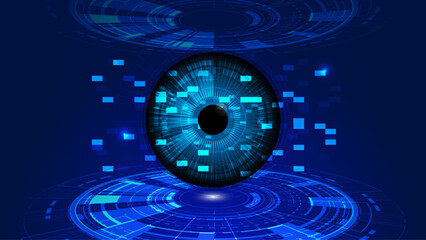 Cybernetic Eye Biometric Scanning HUD Interface Security Concept