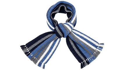 Blue and white striped neck scarf isolated on transparent background