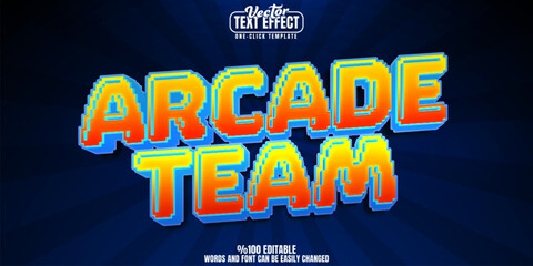 Arcade editable text effect, customizable pixel and game 3d font style