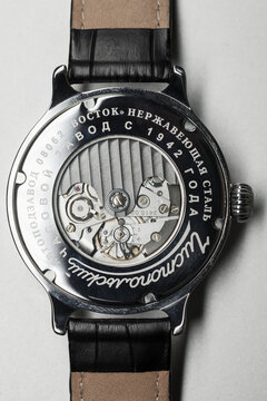 Transparent back case of Vostok K-43 Retro 2415 550872, Russian wrist watch