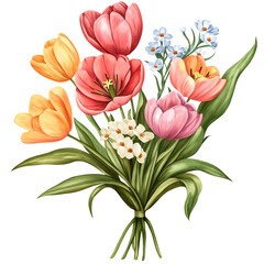 Fototapeta premium A bunch of flowers with valentine clipart PNG, Transparent Background 