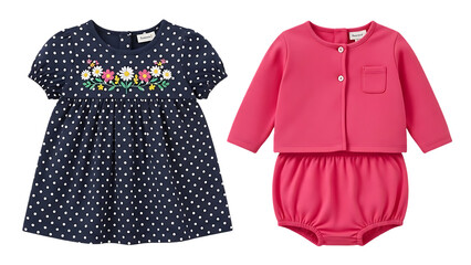 Toddler girl clothes set isolated on transparent background