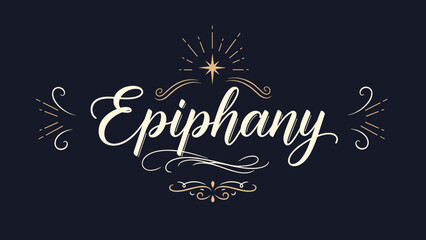 Elegant epiphany text with decorative elements on dark background  