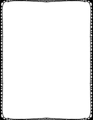 Hand drawn black and white rectangular frame with decorative scalloped edge. Simple doodle border design for school worksheets, invitations, or scrapbooking with central copy space
