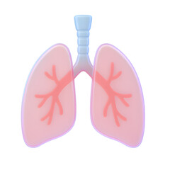 Human Lungs Anatomy Icon &mdash; 3D Glassmorphism Transparent Illustration
